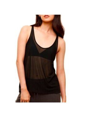 Aritzia Wilfred Free McNally Women's Small Black Sheer Mesh Scoop Neck Tank Top